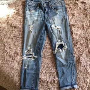 American eagle ripped cropped jeans